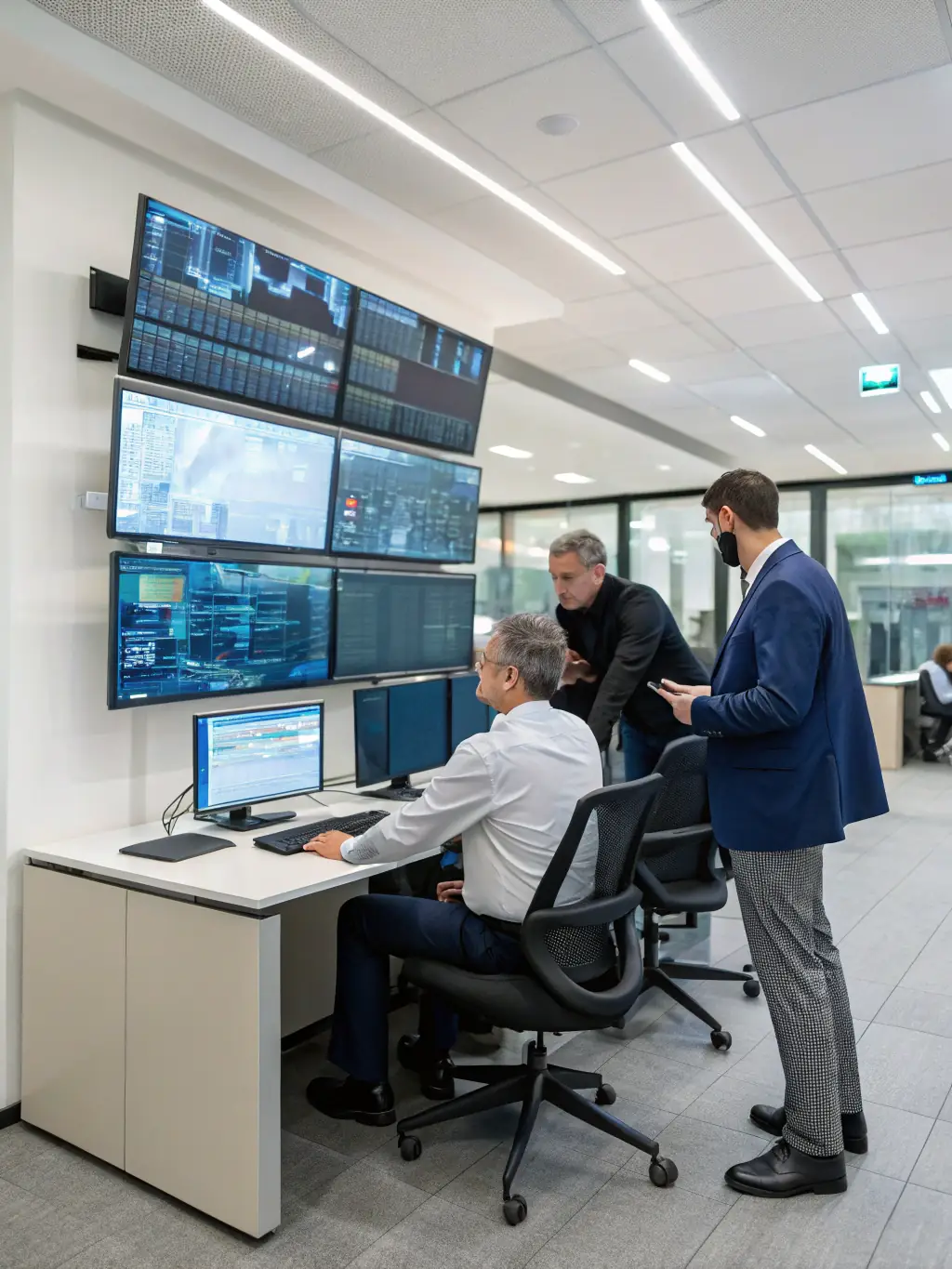 An image depicting a team of cybersecurity consultants developing a customized security strategy for a client's business.